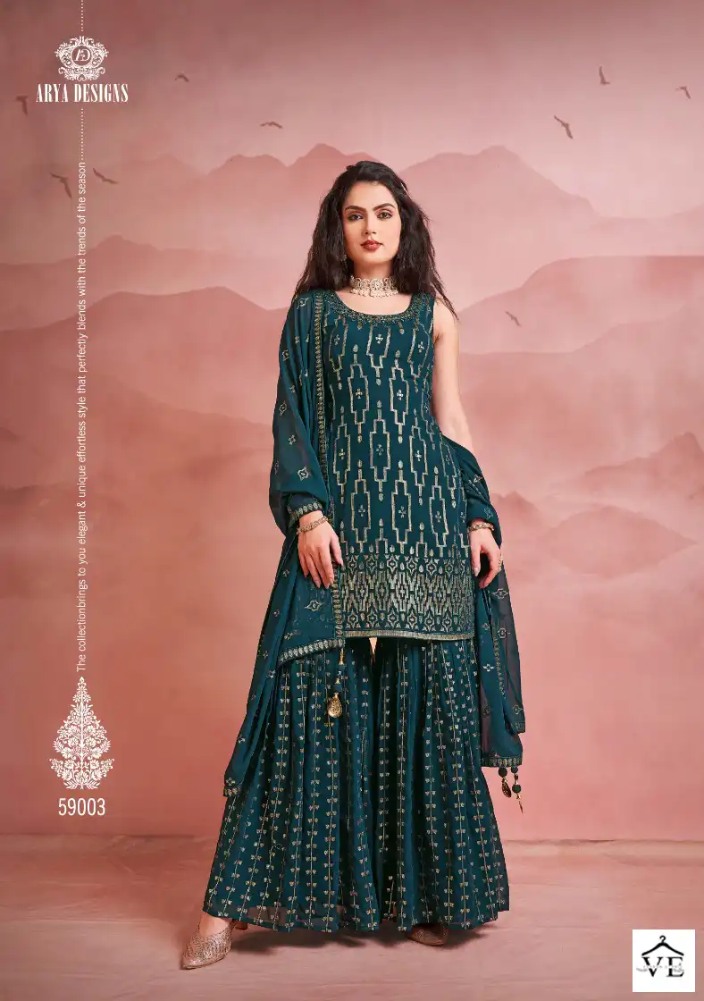 Arya Designs Noorani Saga 7 Georgette Wholesale Designer Readymade Salwar Suit Catalog — Wholesale Salwar Suits, MPA wholesale from Surat - Gallery Image 4
