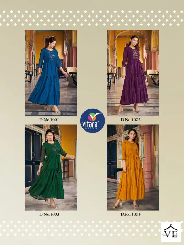 Vitara Occasion Pattern Georgette Wholesale Long Kurti Catalog — Wholesale Kurtis, MPA wholesale from Surat — view 5