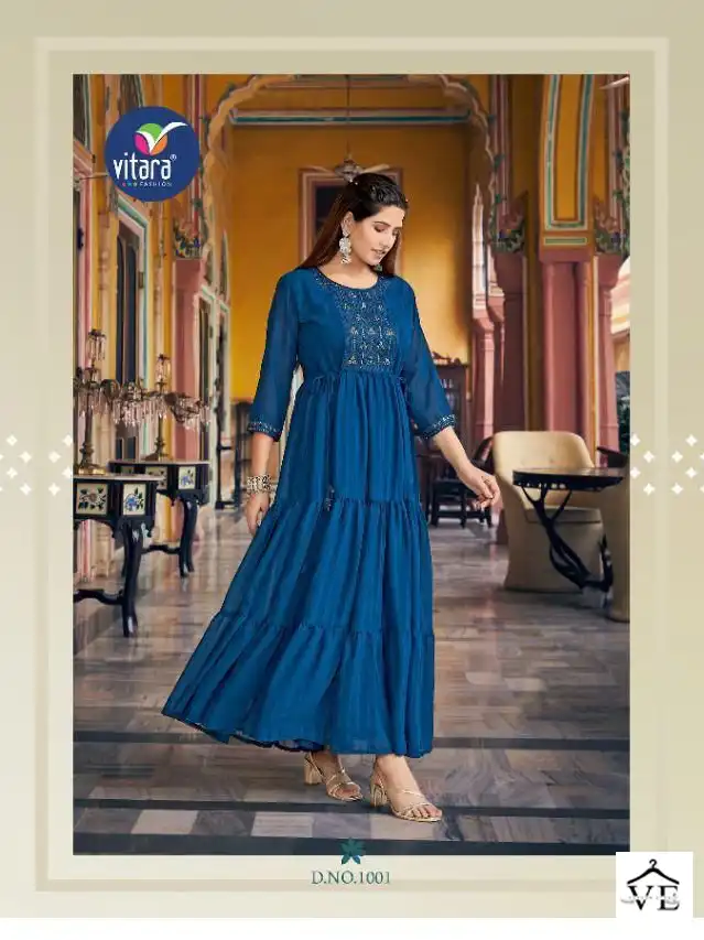 Vitara Occasion Pattern Georgette Wholesale Long Kurti Catalog — Wholesale Kurtis, MPA wholesale from Surat - Gallery Image 4