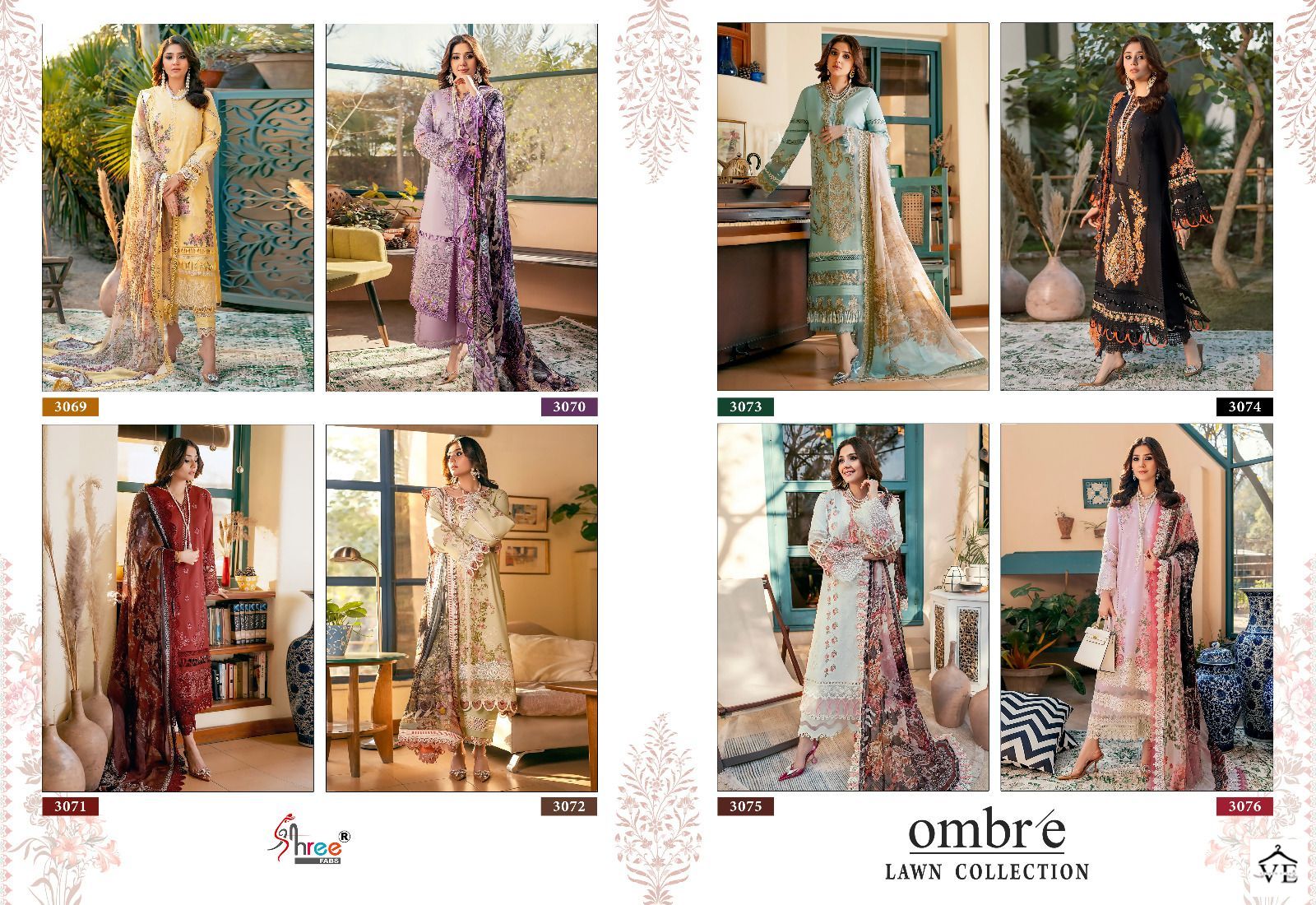 Shree Fab Ombre Lawn Collection Pure Lawn Cotton Wholesale Pakistani Salwar Suit Catalog — Wholesale Salwar Suits, MPA wholesale from Surat — view 9