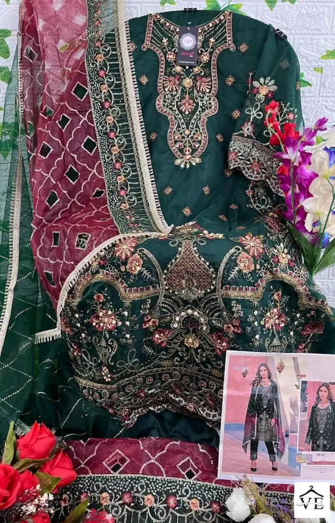 Hoor Tex Or-13 Heavy Organza Wholesale Pakistani Suit Catalog — Wholesale Salwar Suits, MPA wholesale from Surat - Gallery Image 14