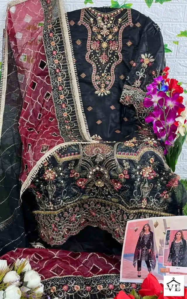 Hoor Tex Or-13 Heavy Organza Wholesale Pakistani Suit Catalog — Wholesale Salwar Suits, MPA wholesale from Surat - Gallery Image 6