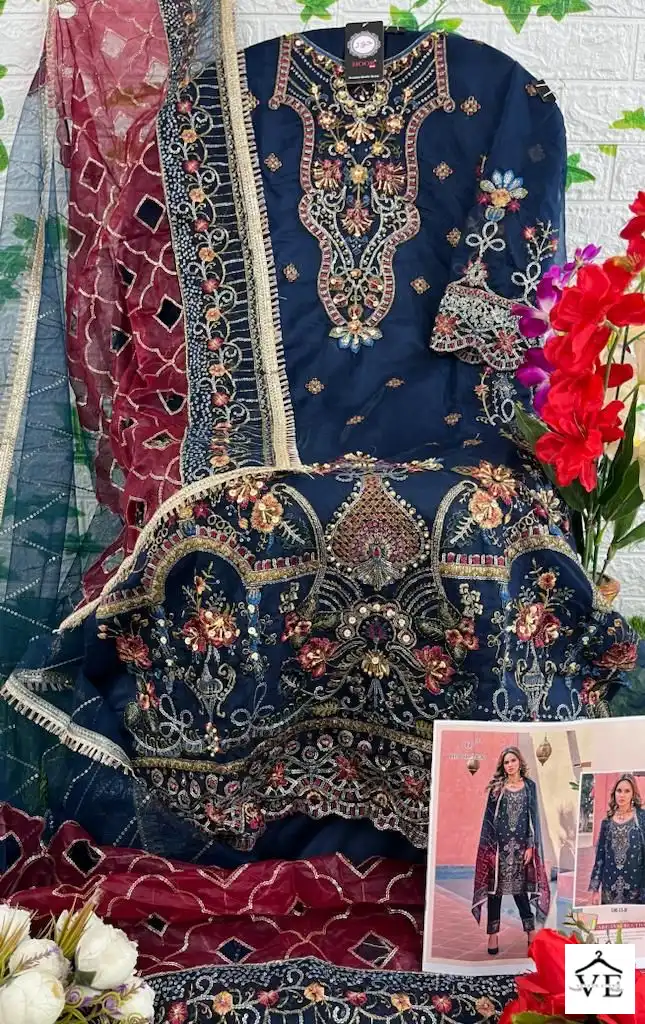Hoor Tex Or-13 Heavy Organza Wholesale Pakistani Suit Catalog — Wholesale Salwar Suits, MPA wholesale from Surat - Gallery Image 8
