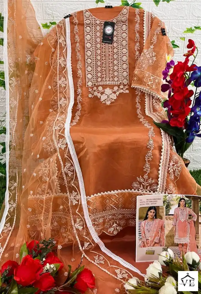 Hoor Tex Or-7 Heavy Organza Wholesale Pakistani Suit Catalog — Wholesale Salwar Suits, MPA wholesale from Surat - Gallery Image 9