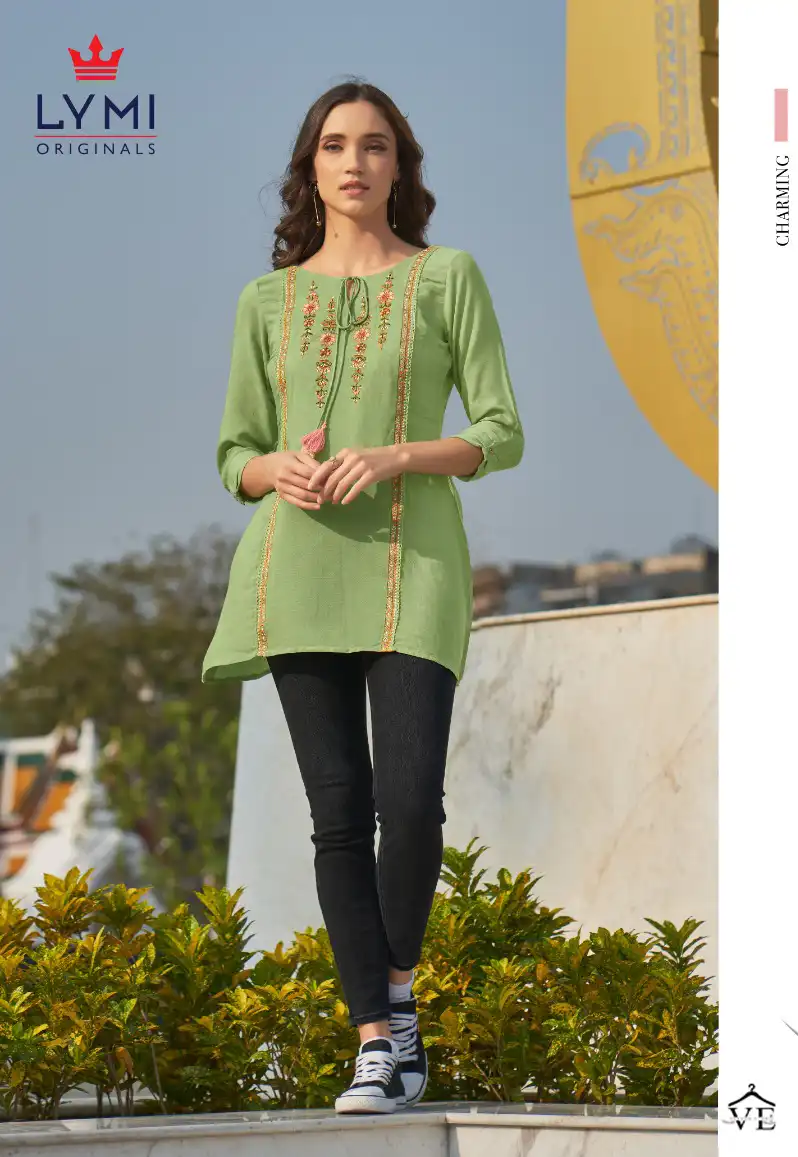 Lymi Paradise Vol 2 Airjet Rayon Wholesale Tunics Catalog — Wholesale Kurtis, MPA wholesale from Surat - Gallery Image 4