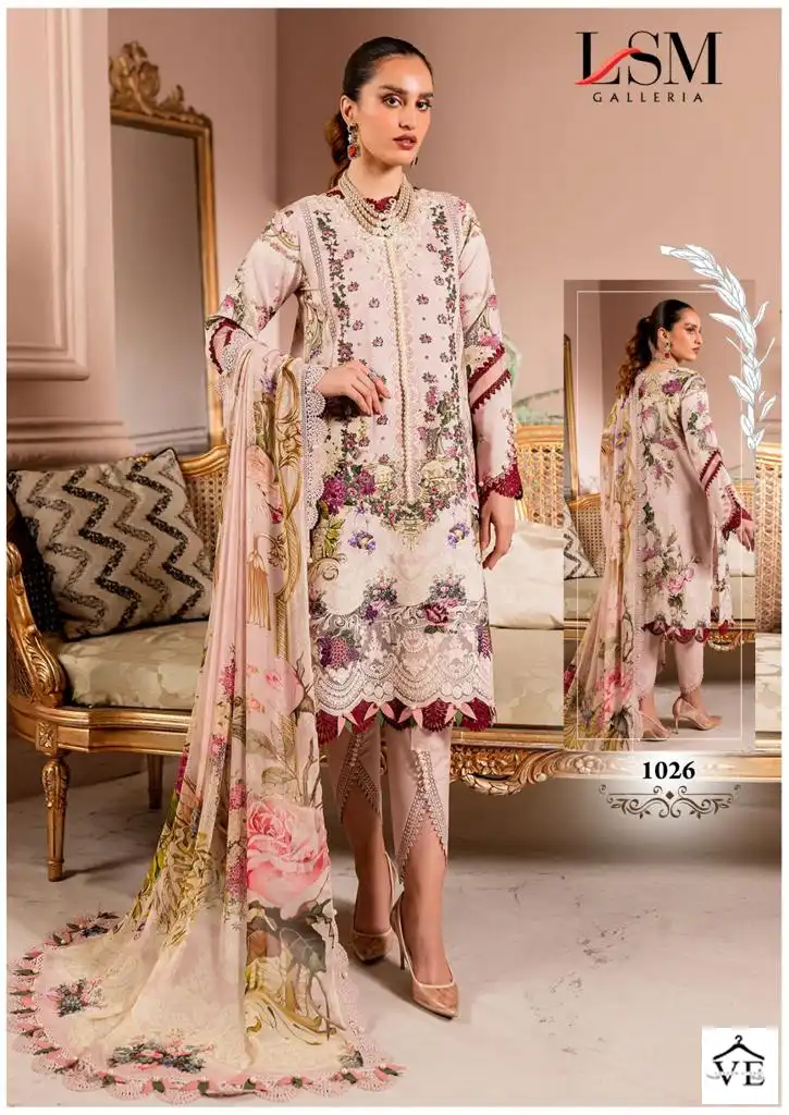 Lsm Parian Dream Heavy Luxury Lawn Vol 3 Pure Heavy Lawn Wholesale Pakistani Suit Catalog — Wholesale Salwar Suits, Lsm wholesale from Surat - Gallery Image 6