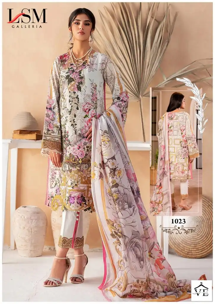 Lsm Parian Dream Heavy Luxury Lawn Vol 3 Pure Heavy Lawn Wholesale Pakistani Suit Catalog — Wholesale Salwar Suits, Lsm wholesale from Surat - Gallery Image 2