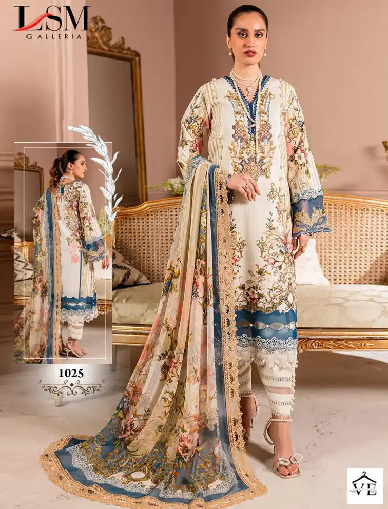 Lsm Parian Dream Heavy Luxury Lawn Vol 3 Pure Heavy Lawn Wholesale Pakistani Suit Catalog — Wholesale Salwar Suits, Lsm wholesale from Surat — view 1