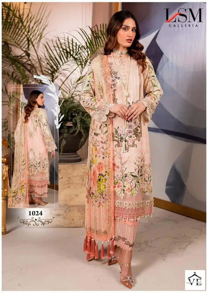 Lsm Parian Dream Heavy Luxury Lawn Vol 3 Pure Heavy Lawn Wholesale Pakistani Suit Catalog — Wholesale Salwar Suits, Lsm wholesale from Surat - Gallery Image 4
