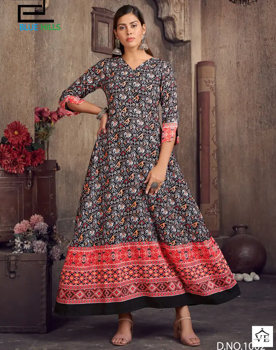 Blue Hills Patola Queen Muslin Wholesale Kurti Catalog — Wholesale Kurtis, MPA wholesale from Surat — view 1