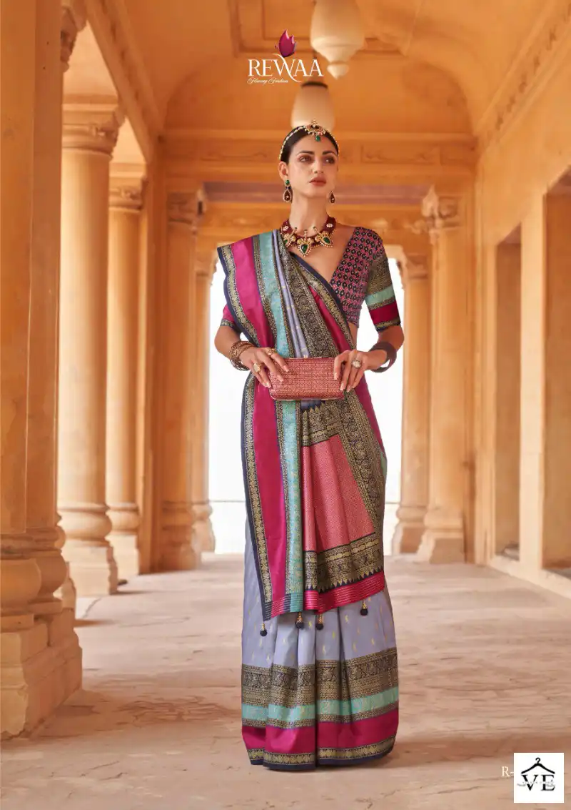 Rewaa Prasang Super V.B Silk Wholesale Saree Catalog - Image 9