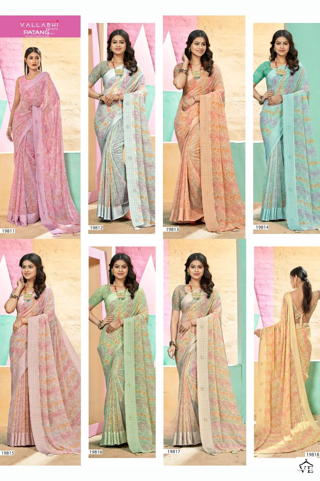 Vallabhi Patang Vol 3 Georgette Print Wholesale Sarees Catalog — Wholesale Sarees, MPA wholesale from Surat — view 8