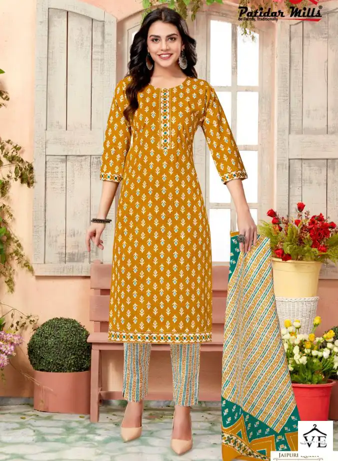 Patidar Jaipuri Queen Vol-2 Pure Cotton Wholesale Readymade Salwar Suit Catalog — Wholesale Salwar Suits, MPA wholesale from Surat — view 1