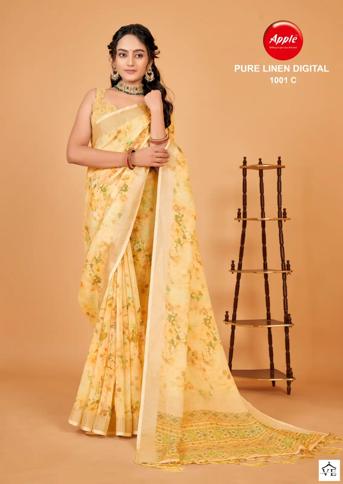 Apple Digital-1001 Pure Linen Wholesale Saree Catalog — Wholesale Sarees, MPA wholesale from Surat - Gallery Image 4