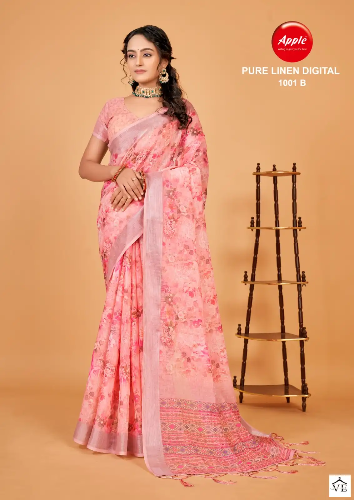Apple Digital-1001 Pure Linen Wholesale Saree Catalog — Wholesale Sarees, MPA wholesale from Surat - Gallery Image 2