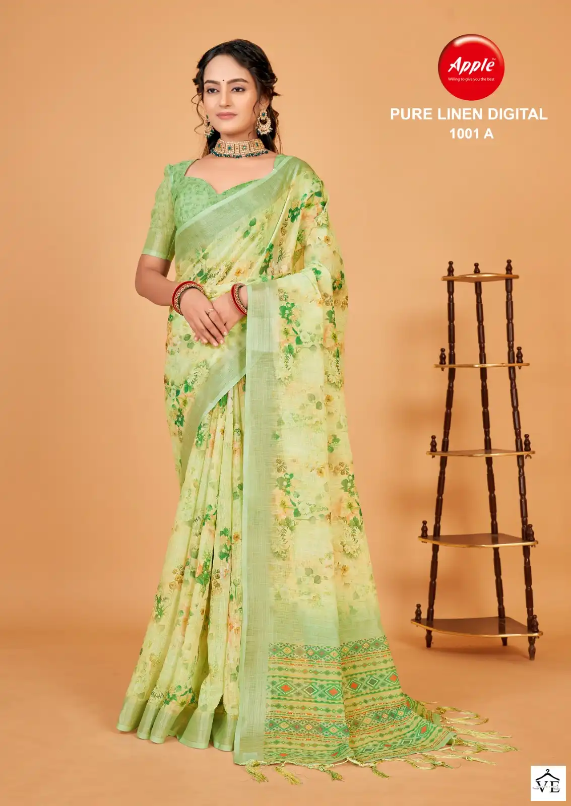 Apple Digital-1001 Pure Linen Wholesale Saree Catalog — Wholesale Sarees, MPA wholesale from Surat - Gallery Image 3