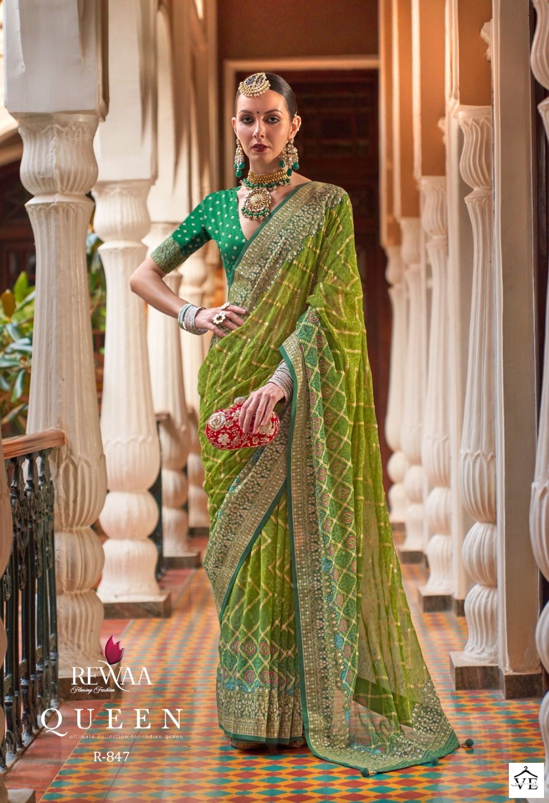 Rewaa Queen Georgette Wholesale Sarees Catalog — Wholesale Sarees, MPA wholesale from Surat - Gallery Image 2
