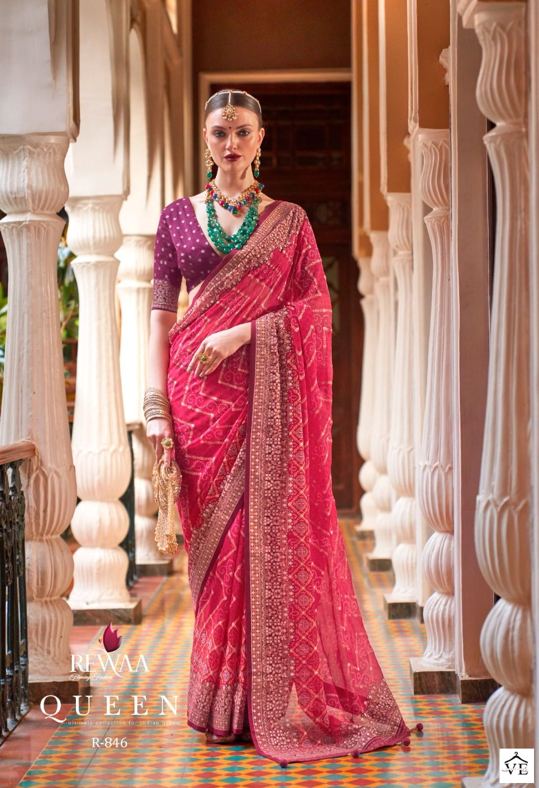 Rewaa Queen Georgette Wholesale Sarees Catalog — Wholesale Sarees, MPA wholesale from Surat - Gallery Image 3
