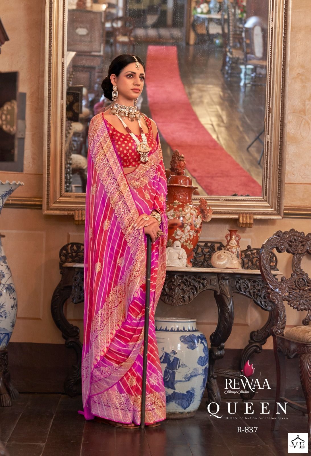 Rewaa Queen Georgette Wholesale Sarees Catalog — Wholesale Sarees, MPA wholesale from Surat - Gallery Image 6