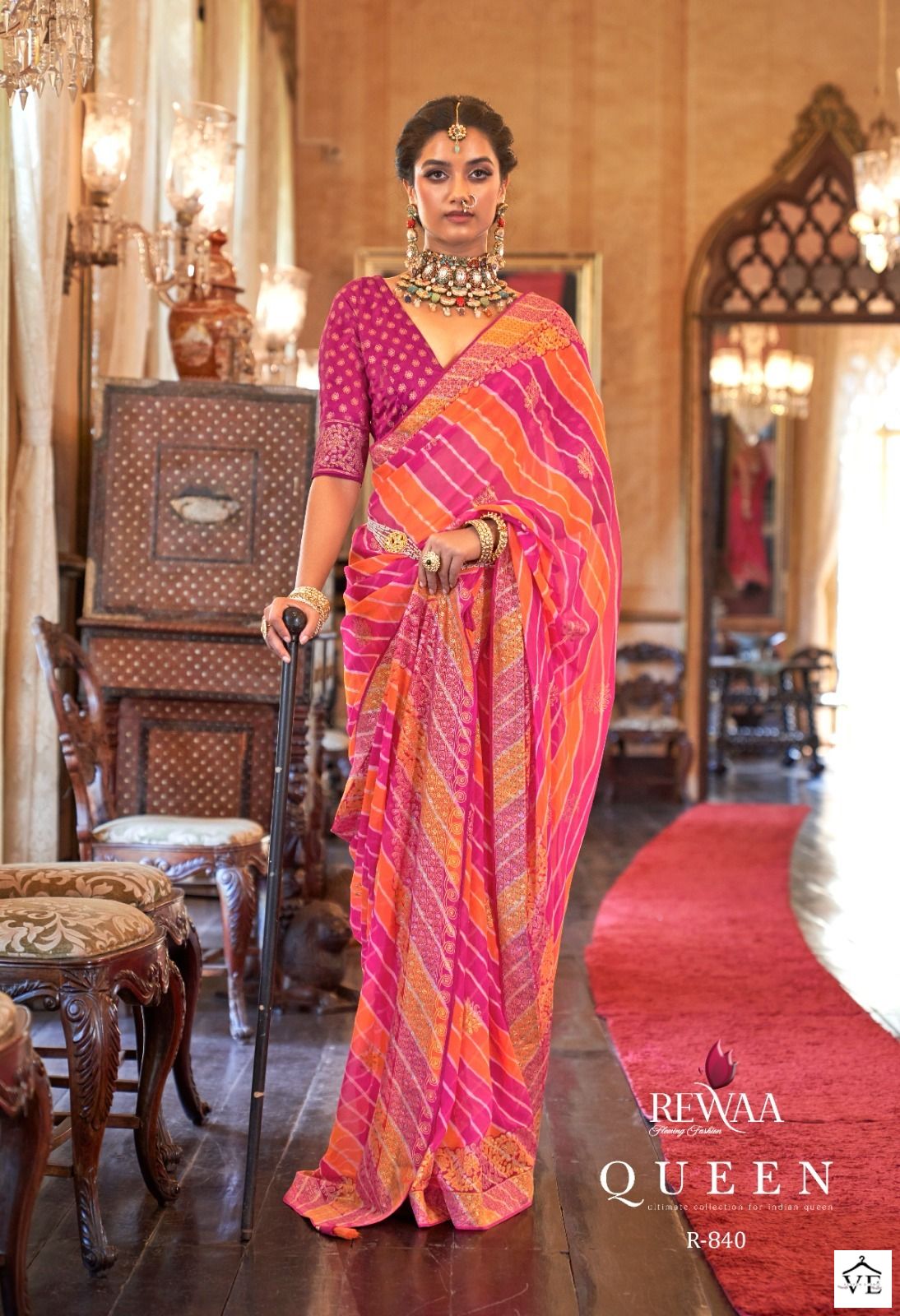 Rewaa Queen Georgette Wholesale Sarees Catalog — Wholesale Sarees, MPA wholesale from Surat - Gallery Image 7