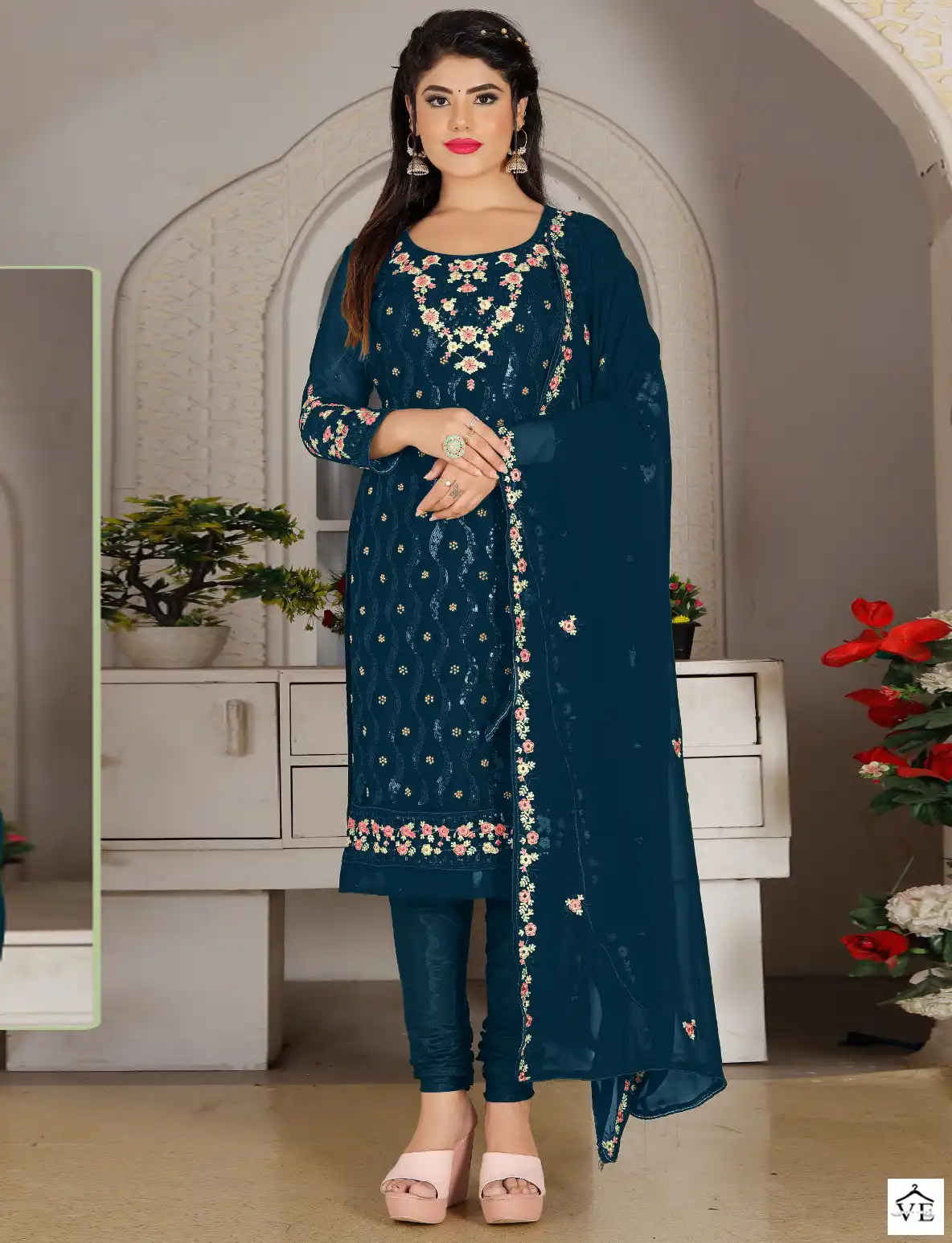 Ramsha R-592 Nx Faux Georgette Wholesale Pakistani Suit Catalog — Wholesale Salwar Suits, MPA wholesale from Surat — view 1