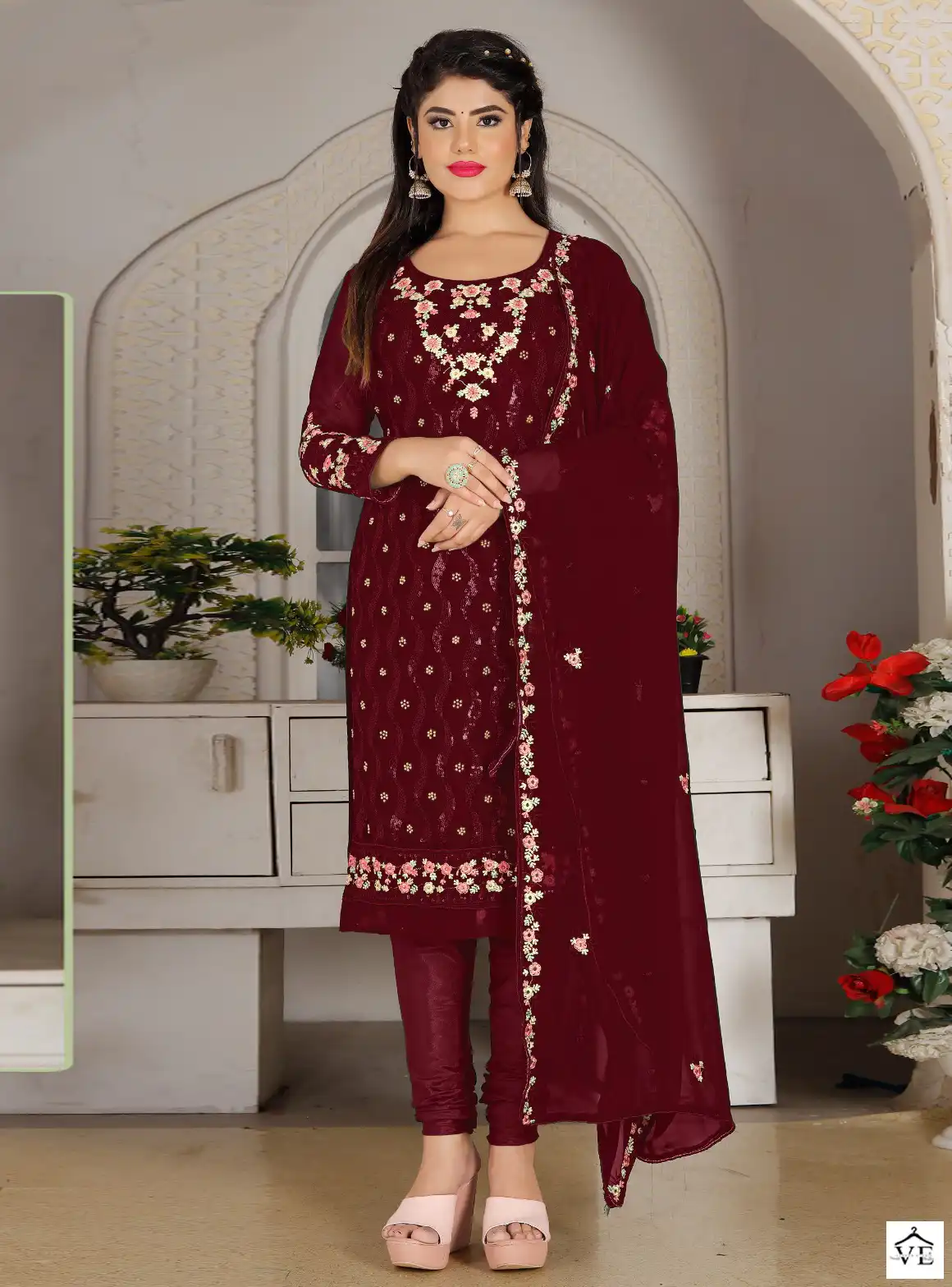 Ramsha R-592 Nx Faux Georgette Wholesale Pakistani Suit Catalog — Wholesale Salwar Suits, MPA wholesale from Surat - Gallery Image 4