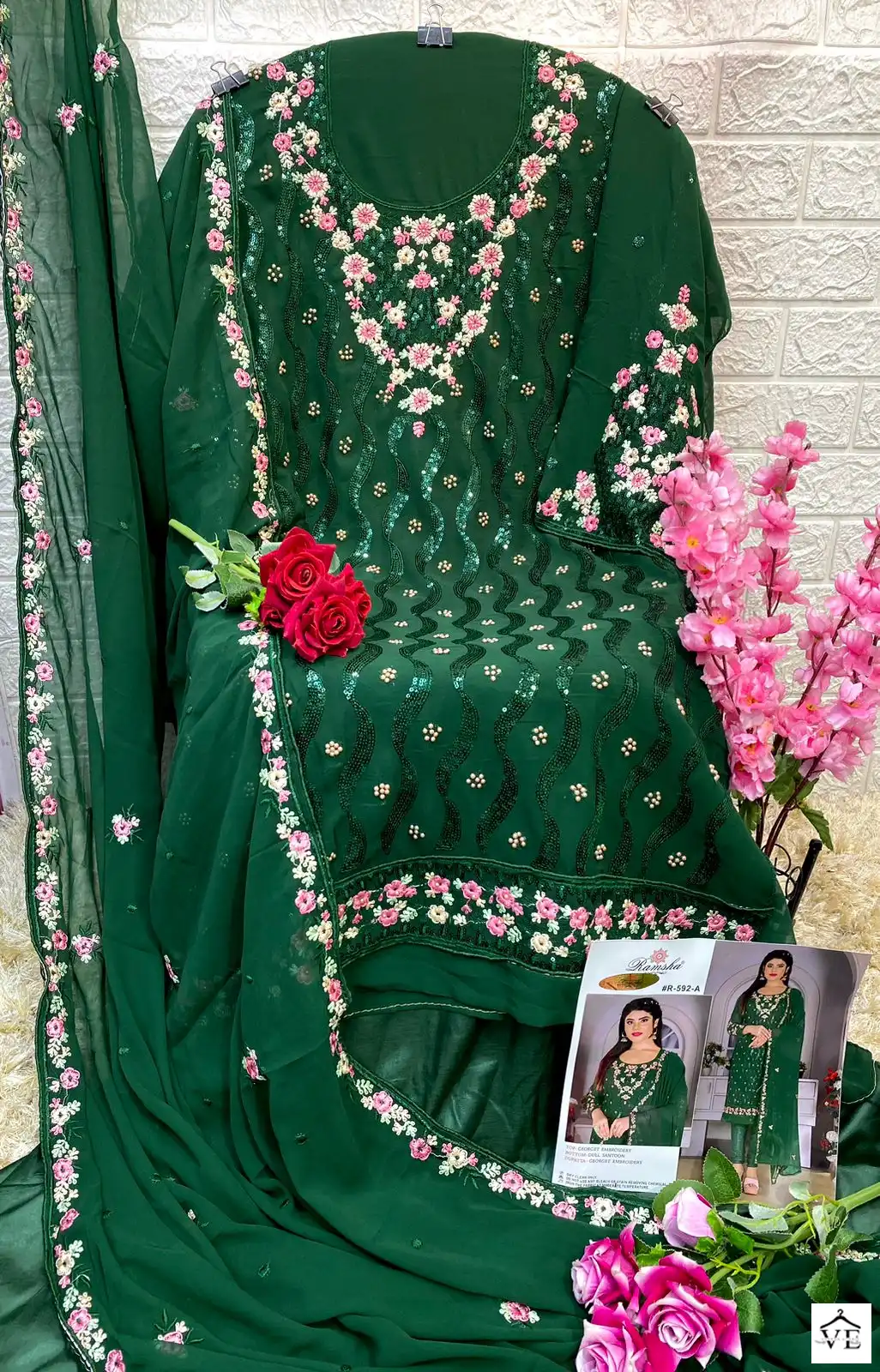 Ramsha R-592 Nx Faux Georgette Wholesale Pakistani Suit Catalog — Wholesale Salwar Suits, MPA wholesale from Surat - Gallery Image 7