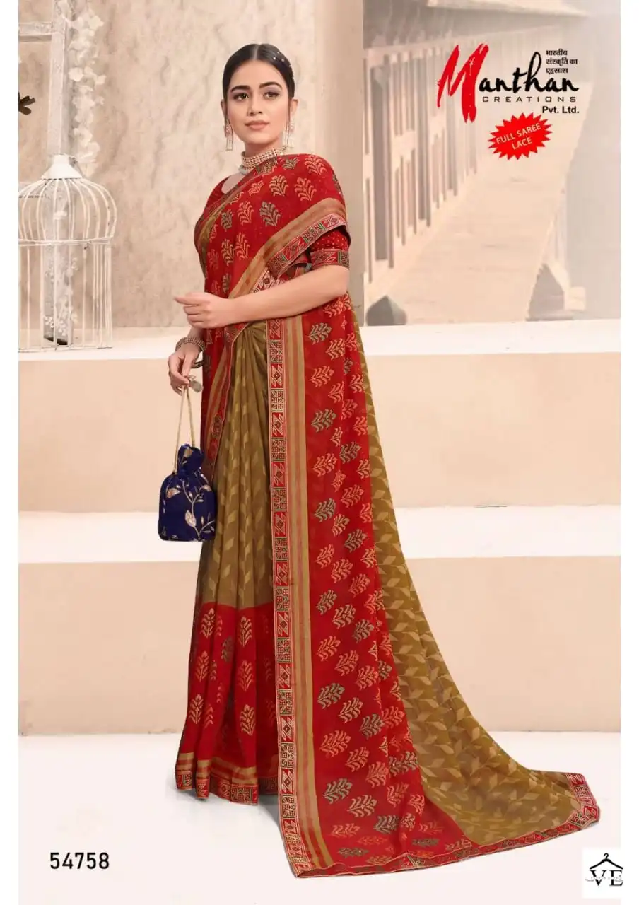 Manthan Radhe Shyam Chiffon Brasso Wholesale Saree Catalog — Wholesale Sarees, MPA wholesale from Surat - Gallery Image 2