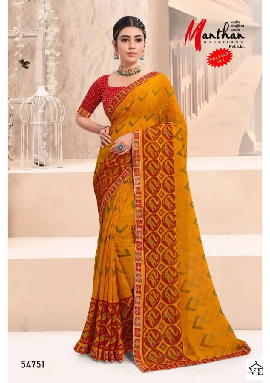 Manthan Radhe Shyam Chiffon Brasso Wholesale Saree Catalog — Wholesale Sarees, MPA wholesale from Surat - Gallery Image 5