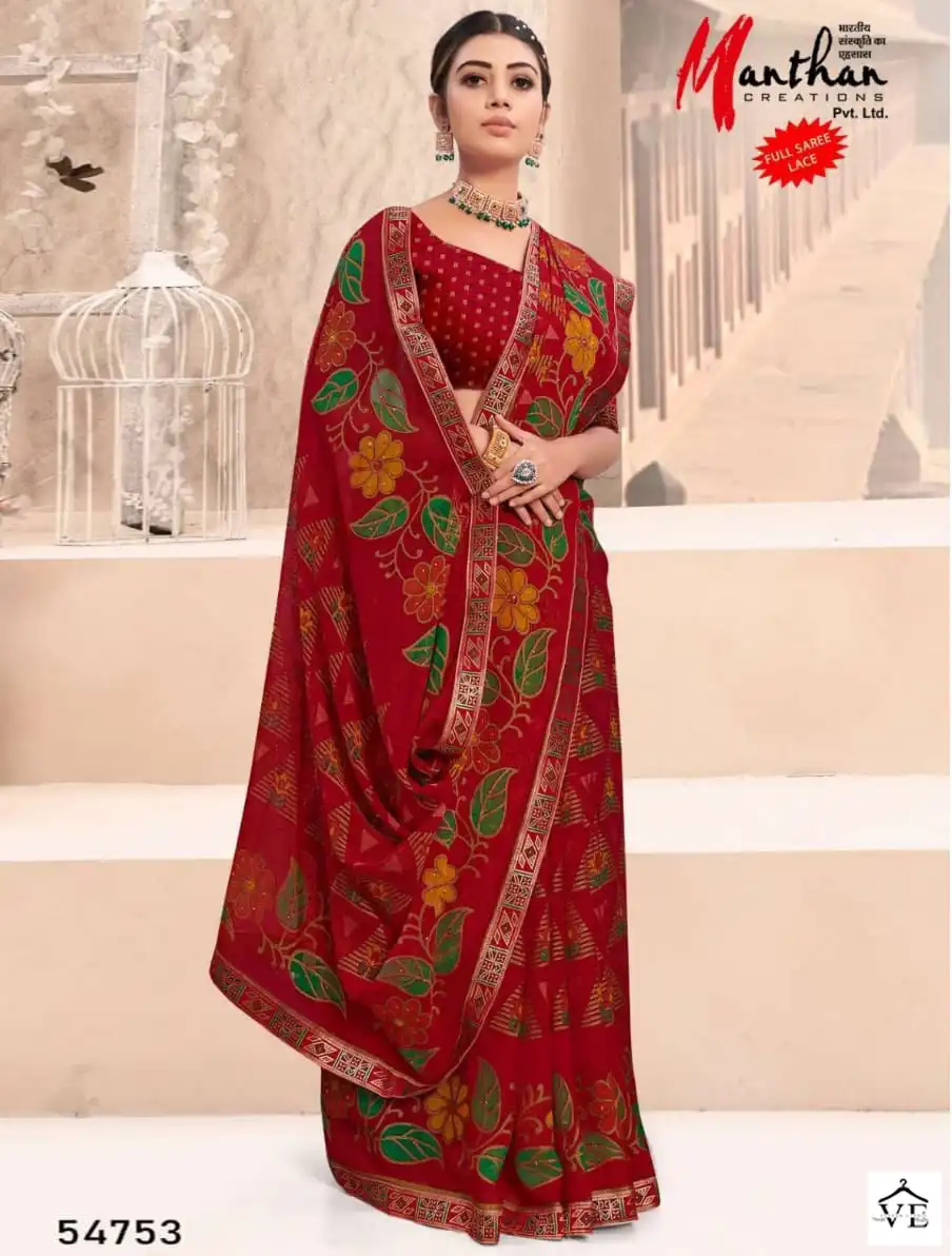 Manthan Radhe Shyam Chiffon Brasso Wholesale Saree Catalog — Wholesale Sarees, MPA wholesale from Surat — view 1