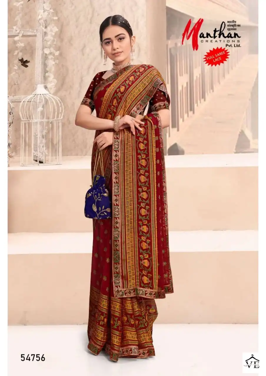 Manthan Radhe Shyam Chiffon Brasso Wholesale Saree Catalog — Wholesale Sarees, MPA wholesale from Surat - Gallery Image 6