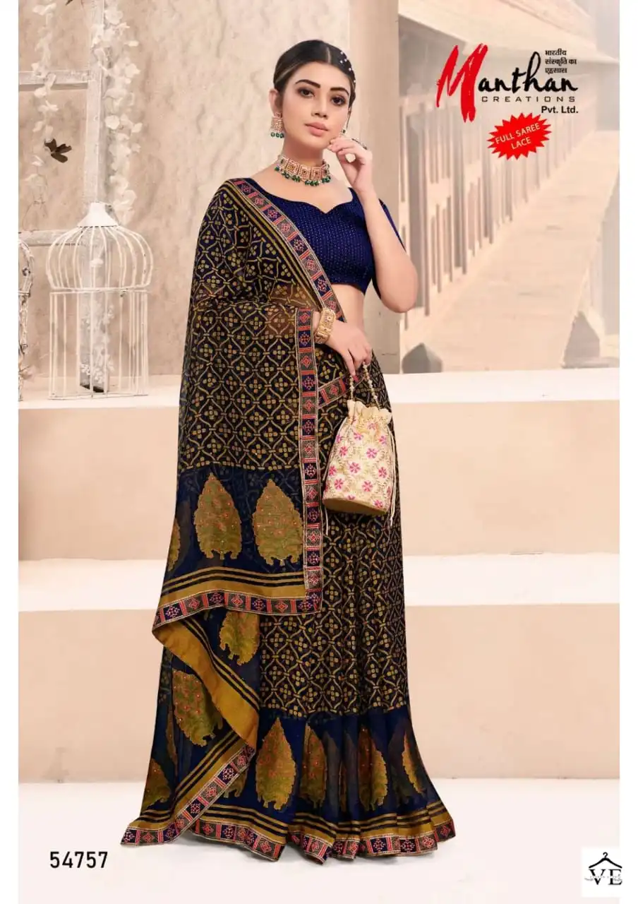 Manthan Radhe Shyam Chiffon Brasso Wholesale Saree Catalog — Wholesale Sarees, MPA wholesale from Surat - Gallery Image 8