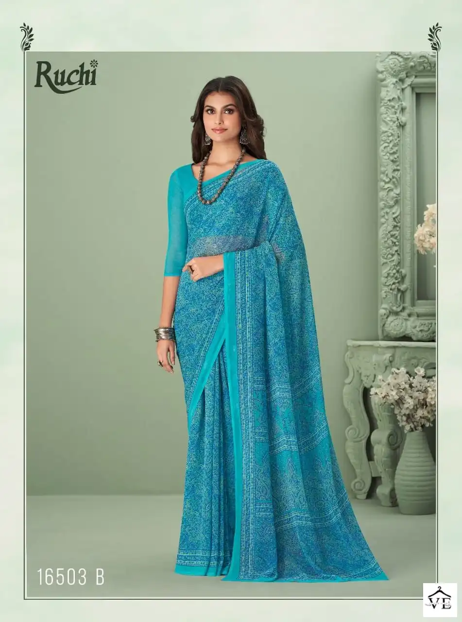 Ruchi Sarees Raga Georgette Vol-1 Georgette Wholesale Daily Wear Saree Catalog — Wholesale Sarees, MPA wholesale from Surat - Gallery Image 10