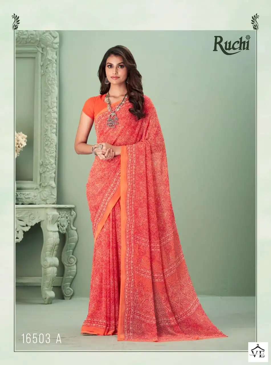 Ruchi Sarees Raga Georgette Vol-1 Georgette Wholesale Daily Wear Saree Catalog — Wholesale Sarees, MPA wholesale from Surat - Gallery Image 11