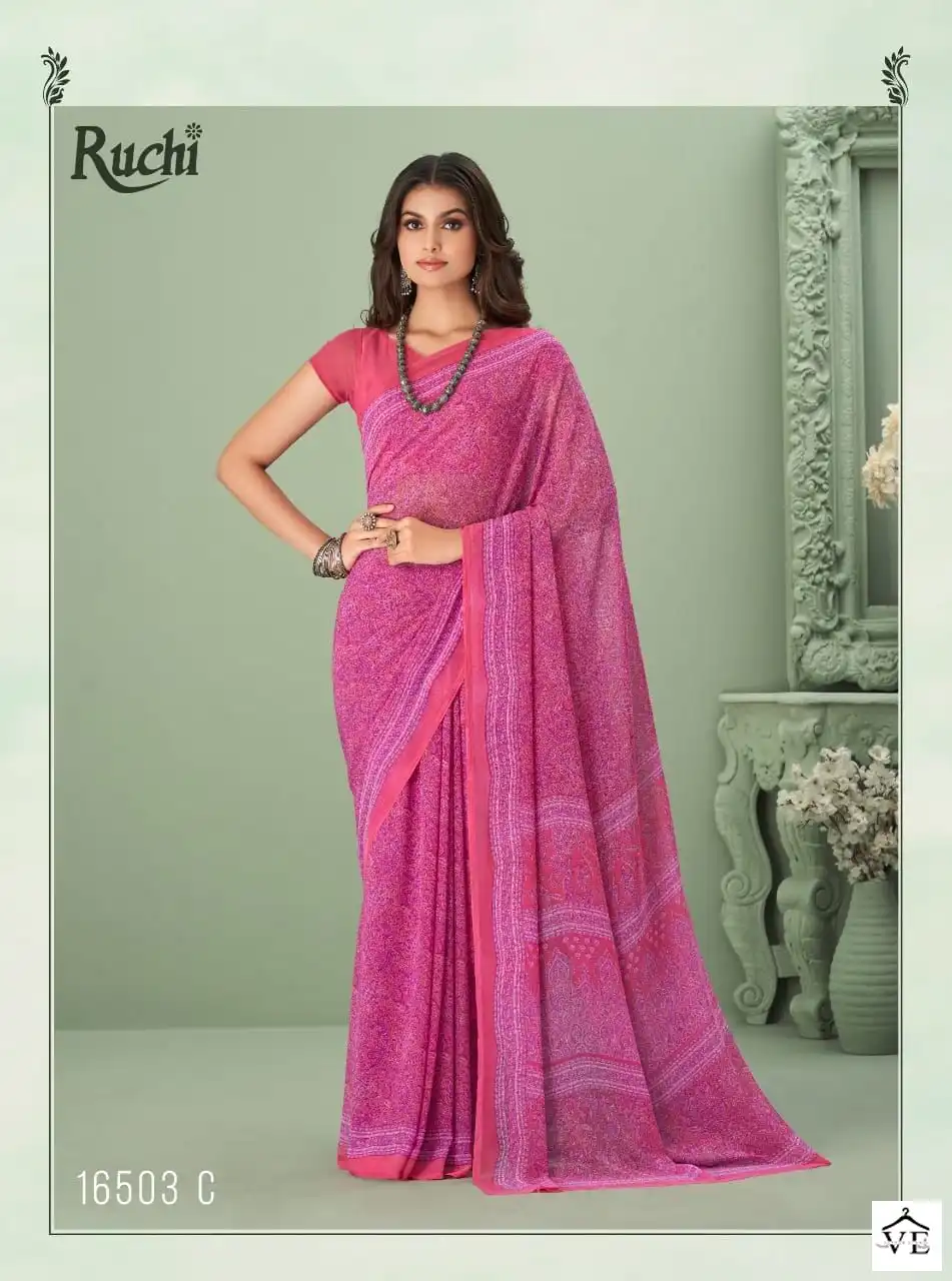 Ruchi Sarees Raga Georgette Vol-1 Georgette Wholesale Daily Wear Saree Catalog — Wholesale Sarees, MPA wholesale from Surat - Gallery Image 12