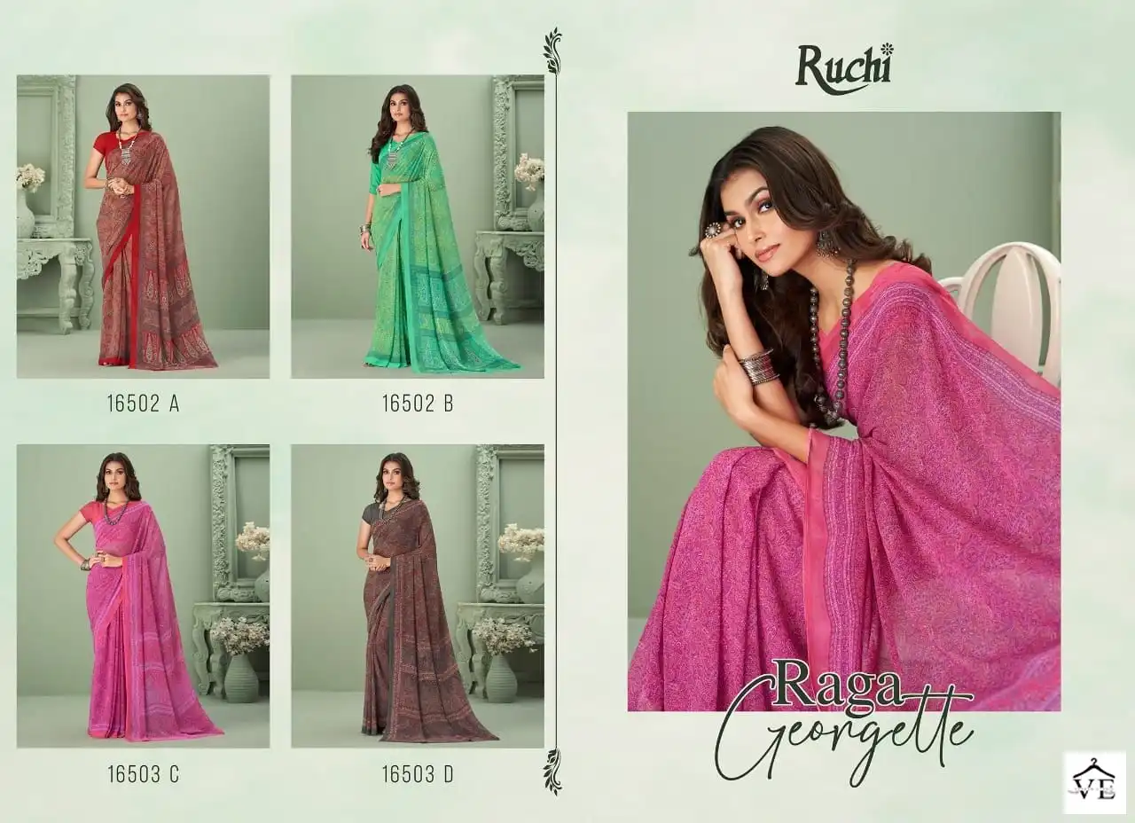 Ruchi Sarees Raga Georgette Vol-1 Georgette Wholesale Daily Wear Saree Catalog — Wholesale Sarees, MPA wholesale from Surat — view 14