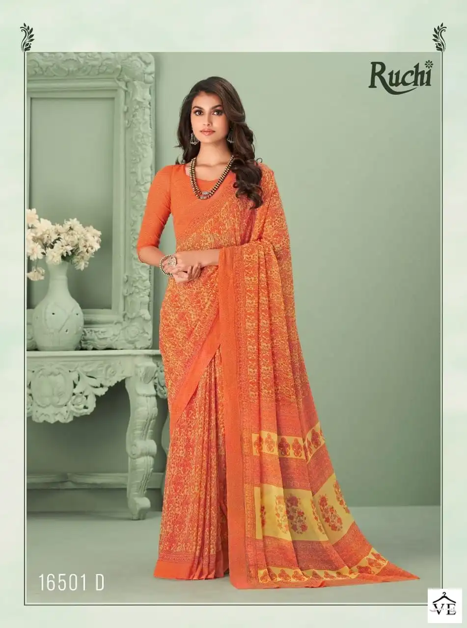 Ruchi Sarees Raga Georgette Vol-1 Georgette Wholesale Daily Wear Saree Catalog — Wholesale Sarees, MPA wholesale from Surat - Gallery Image 5