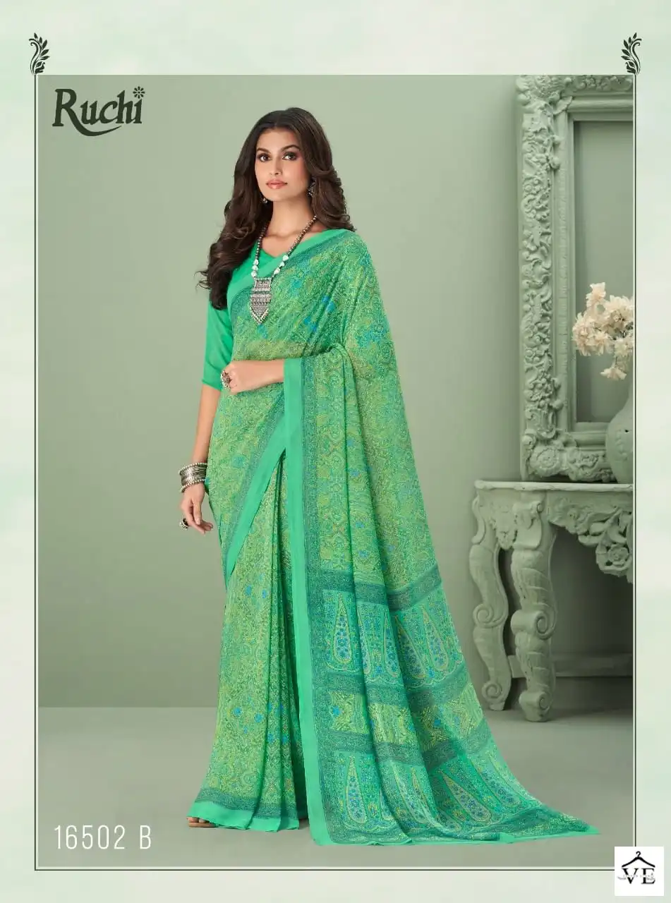 Ruchi Sarees Raga Georgette Vol-1 Georgette Wholesale Daily Wear Saree Catalog — Wholesale Sarees, MPA wholesale from Surat - Gallery Image 6