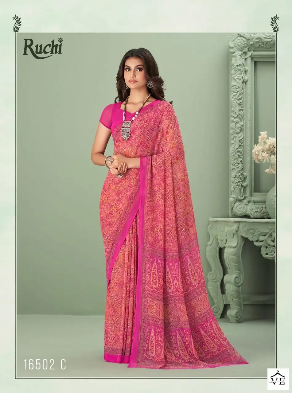 Ruchi Sarees Raga Georgette Vol-1 Georgette Wholesale Daily Wear Saree Catalog — Wholesale Sarees, MPA wholesale from Surat - Gallery Image 9