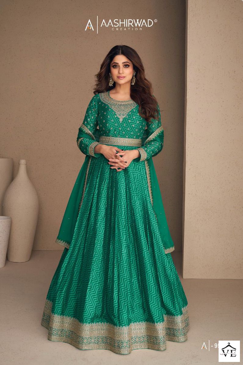 Aashirwad Rani Sahiba Chinnon Silk Wholesale Designer Readymade Suit With Dupatta Catalog — Wholesale Salwar Suits, Aashirwad Creation wholesale from Surat - Gallery Image 3