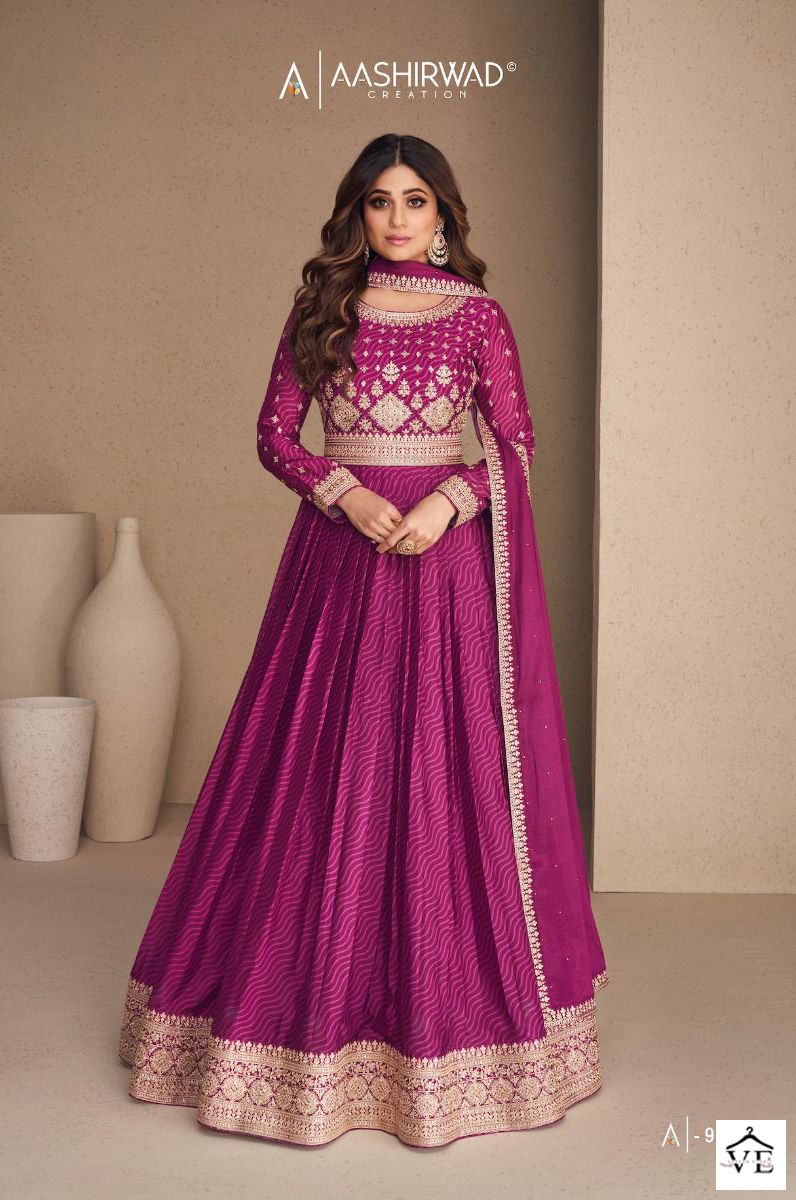 Aashirwad Rani Sahiba Chinnon Silk Wholesale Designer Readymade Suit With Dupatta Catalog — Wholesale Salwar Suits, Aashirwad Creation wholesale from Surat - Gallery Image 4