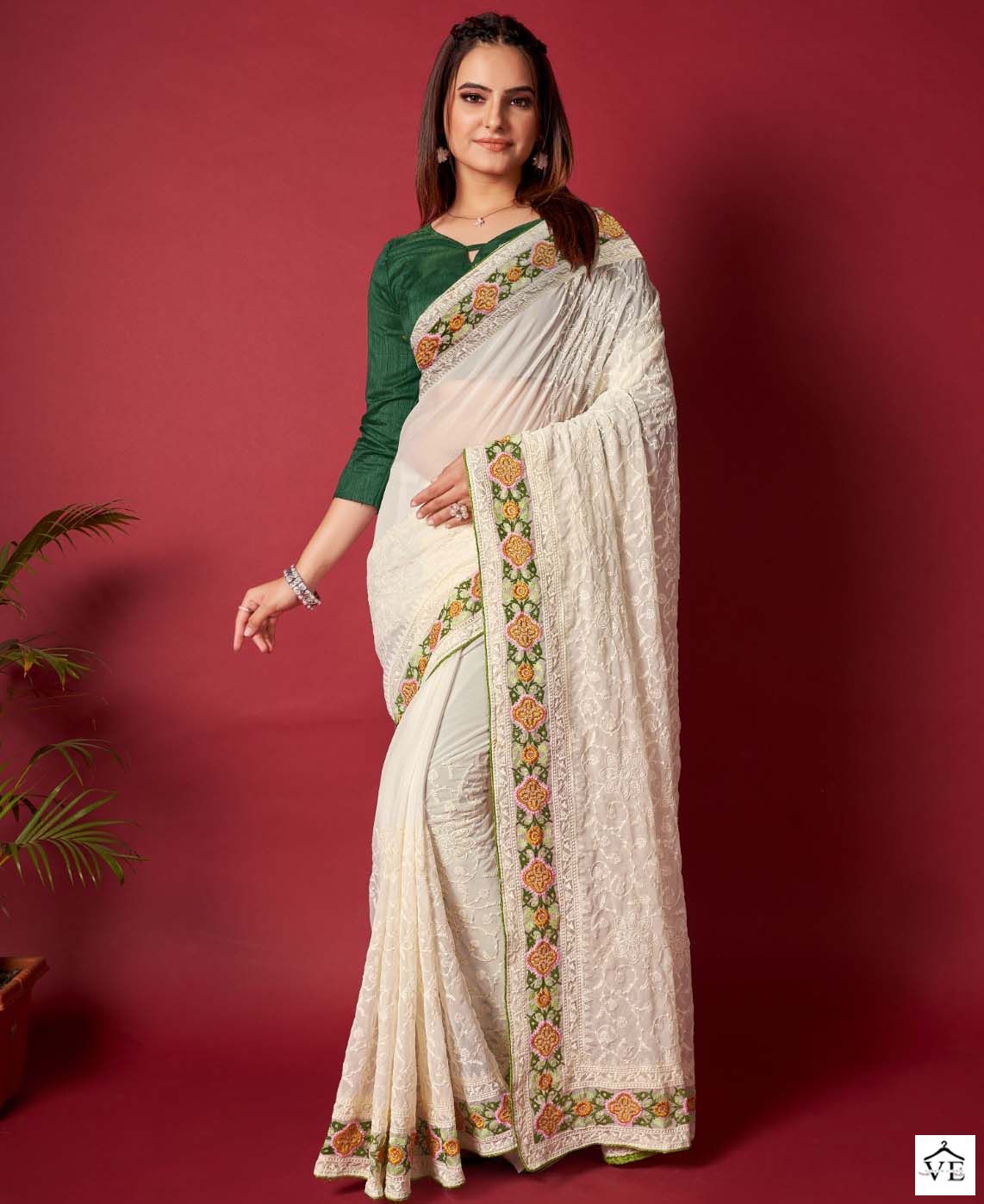Shree Trends Rasmalai Georgette Wholesale Sarees Catalog — Wholesale Sarees, MPA wholesale from Surat — view 1