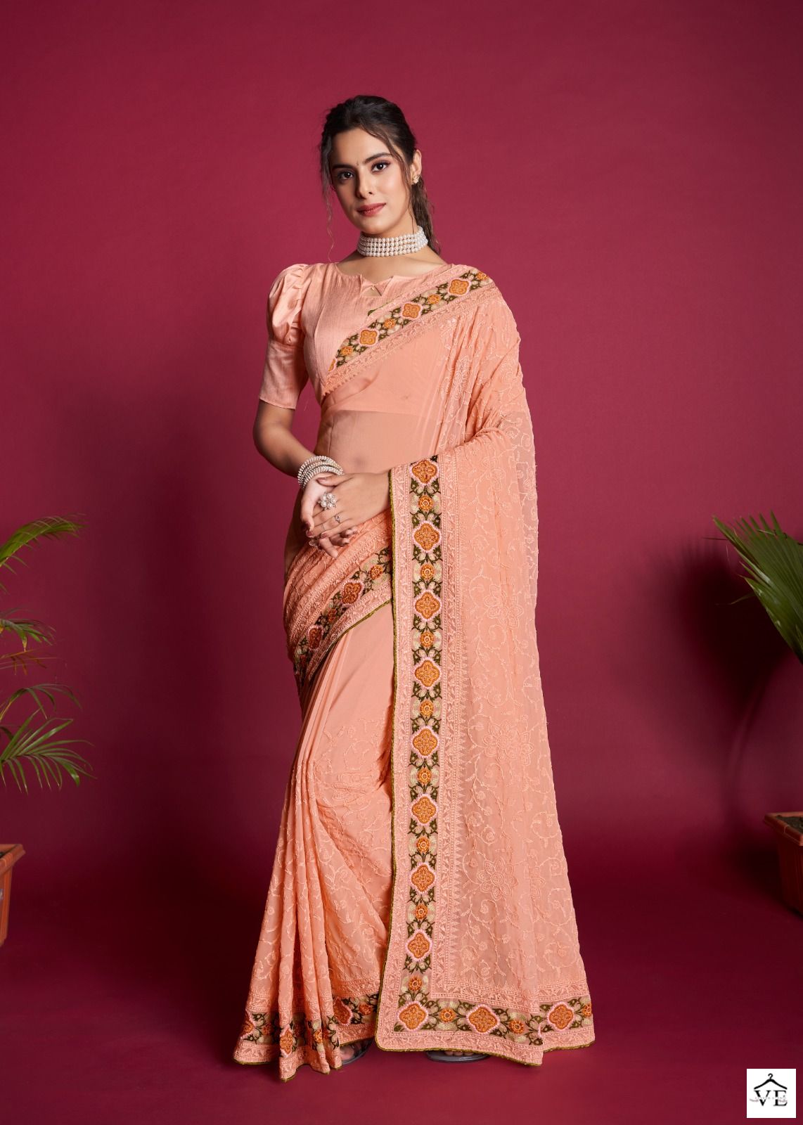 Shree Trends Rasmalai Georgette Wholesale Sarees Catalog — Wholesale Sarees, MPA wholesale from Surat - Gallery Image 2