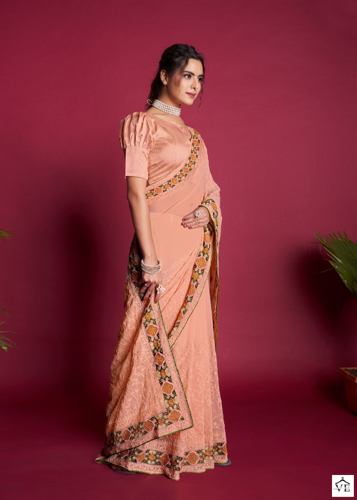 Shree Trends Rasmalai Georgette Wholesale Sarees Catalog — Wholesale Sarees, MPA wholesale from Surat - Gallery Image 3
