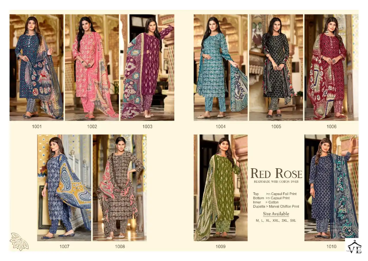 Vardan Ethnic Red Rose 1 Daul Capsul Wholesale Readymade Salwar Suit Catalog — Wholesale Salwar Suits, MPA wholesale from Surat — view 9