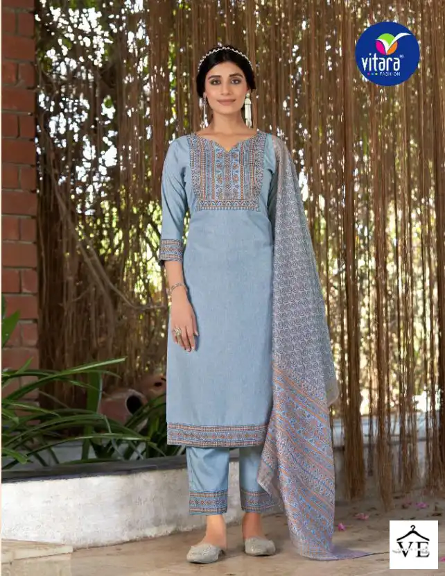 Vitara Rich Girl Slub Wholesale Readymade Salwar Suit Catalog — Wholesale Salwar Suits, MPA wholesale from Surat - Gallery Image 2