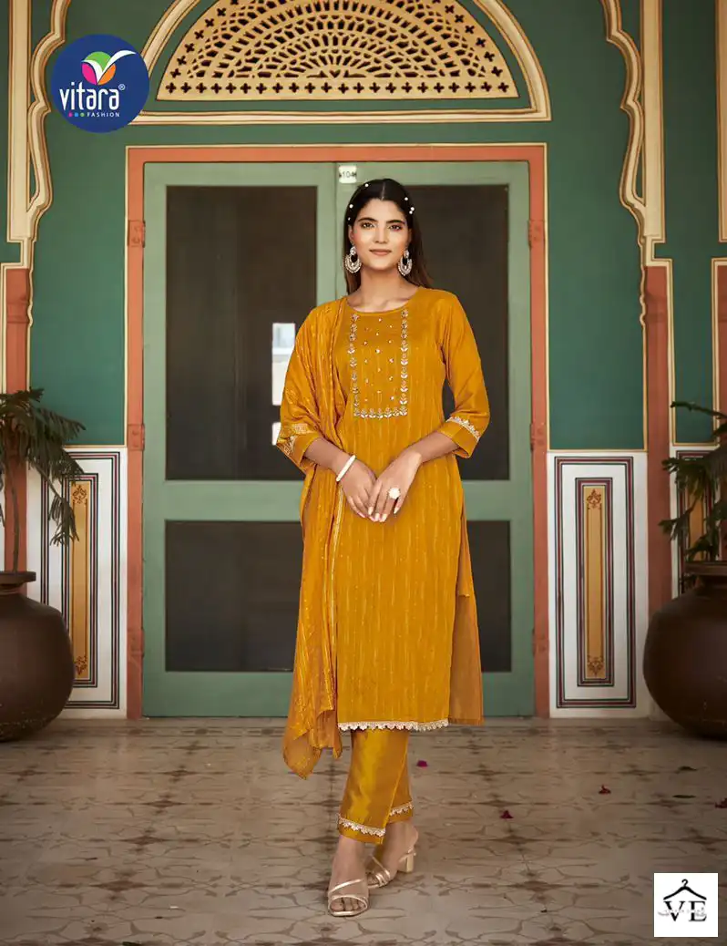 Vitara Riwaz Self Weaving Jacquard Wholesale Readymade Salwar Suit Catalog — Wholesale Salwar Suits, MPA wholesale from Surat — view 2