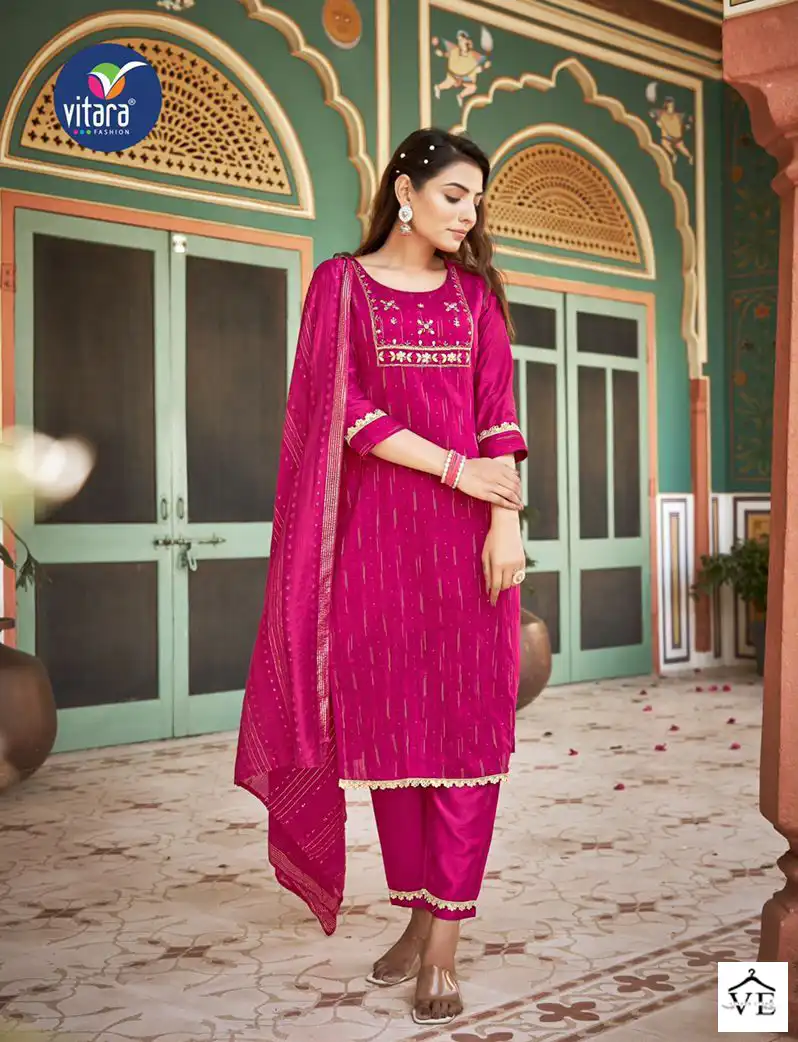 Vitara Riwaz Self Weaving Jacquard Wholesale Readymade Salwar Suit Catalog — Wholesale Salwar Suits, MPA wholesale from Surat — view 3