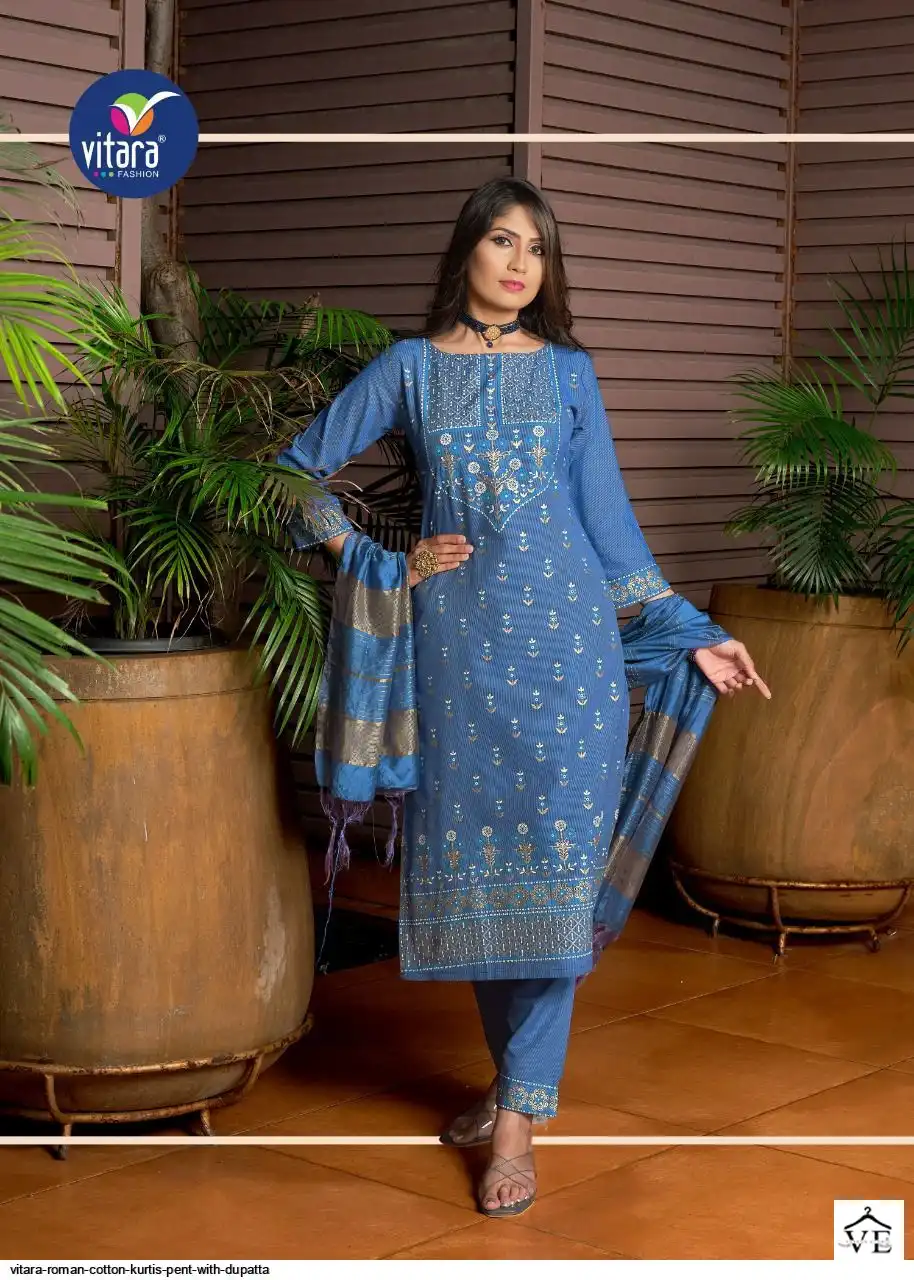Vitara Roman Cotton Strips Wholesale Readymade Salwar Suit Catalog — Wholesale Salwar Suits, MPA wholesale from Surat - Gallery Image 2