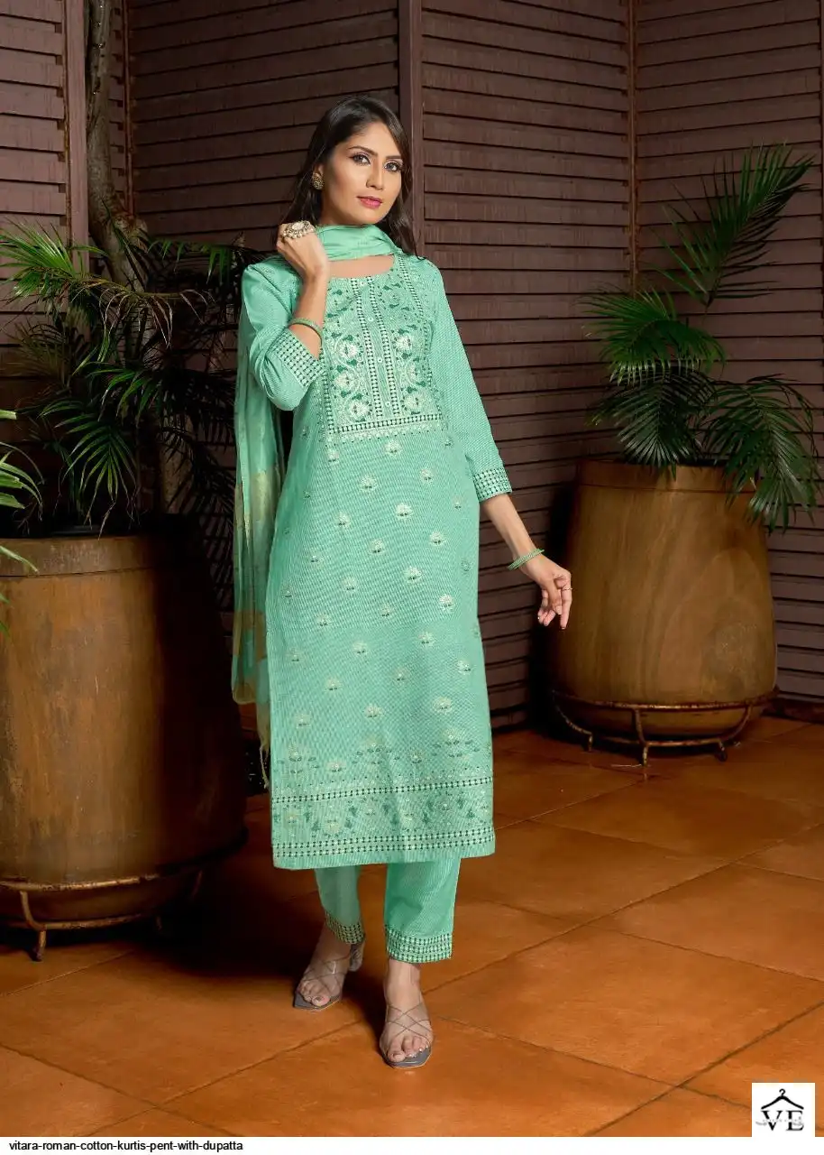Vitara Roman Cotton Strips Wholesale Readymade Salwar Suit Catalog — Wholesale Salwar Suits, MPA wholesale from Surat - Gallery Image 3